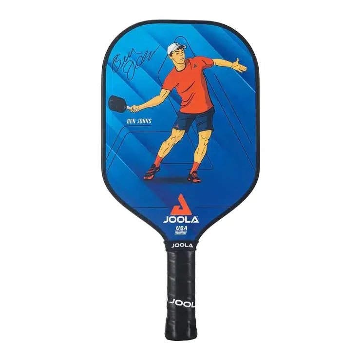 De JOOLA Ben Johns junior paddle in zwart met geelgroene details en Joola-logo.