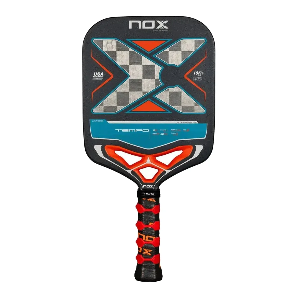 NOX LUXURY TEMPO pickleball paddle in zwart met grijze en gouden accenten