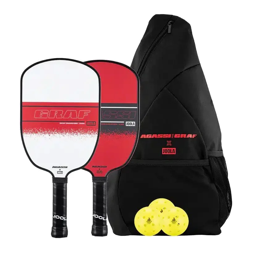 Joola Agassi/Graf Champion Pickleball Paddle Set met twee rackets, ballen en sling bag